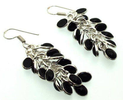 Black Obsidian Gemstone Gypsy Charm Fishhook Earrings 03