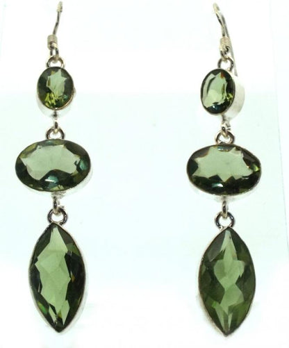 Prasiolite Gemstone Indian Silver Fishhook Earrings 02
