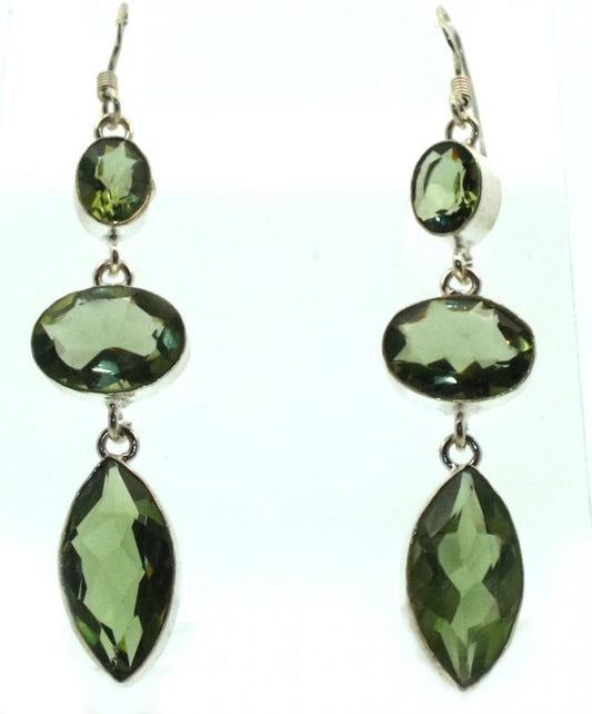 Prasiolite Gemstone Indian Silver Fishhook Earrings 02