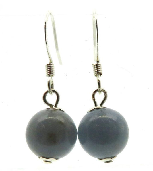 10mm Angelite Gemstone Bead Fishhook Earrings