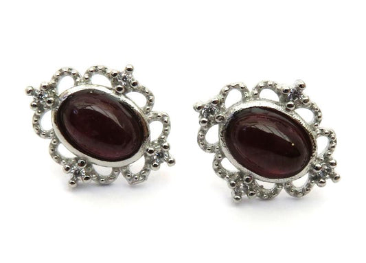 Garnet 925 Silver Stud Earrings