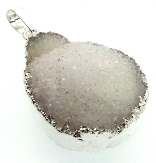 Himalayan Druzy Quartz Crystal Electroplated Pendant Design 12
