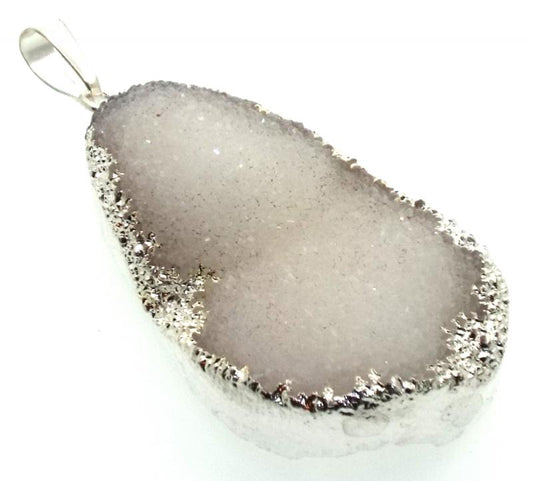 Himalayan Druzy Quartz Crystal Electroplated Pendant Design 14
