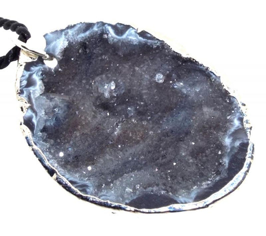 Agate Geode Electroplated Pendant 01