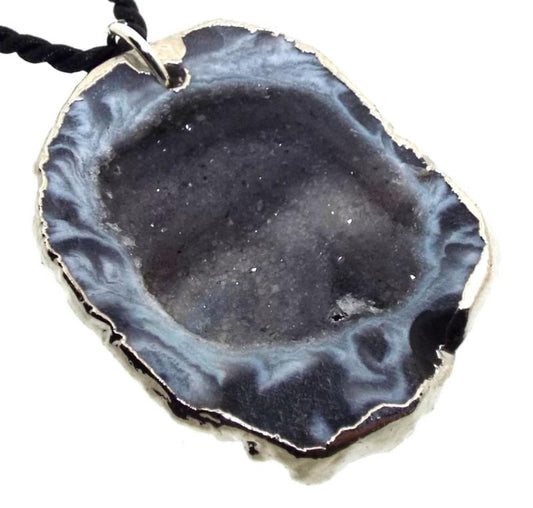 Agate Geode Electroplated Pendant 02