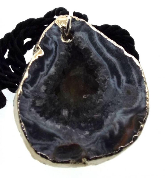 Agate Geode Electroplated Pendant 03