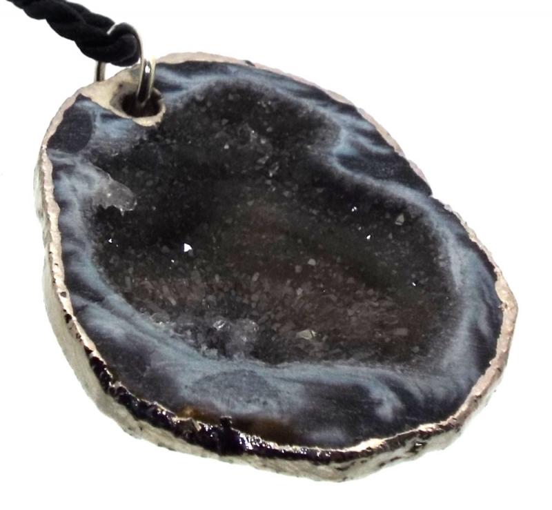 Agate Geode Electroplated Pendant 04