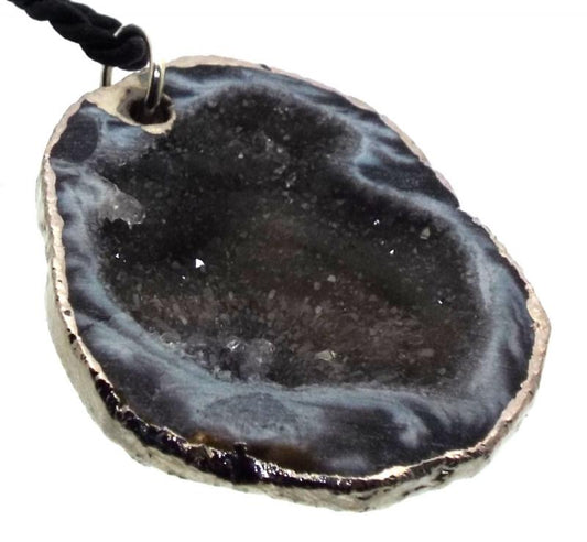 Agate Geode Electroplated Pendant 04