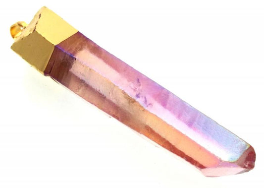 Rose Aura Quartz Electroplated Pendant 01