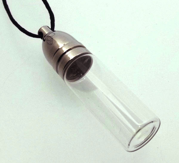 Small Empty Glass Vial Conjure Bottle Pendant with Silver Screw Cap