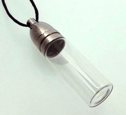 Small Empty Glass Vial Conjure Bottle Pendant with Silver Screw Cap