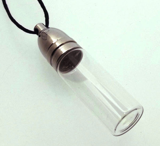 Small Empty Glass Vial Conjure Bottle Pendant with Silver Screw Cap