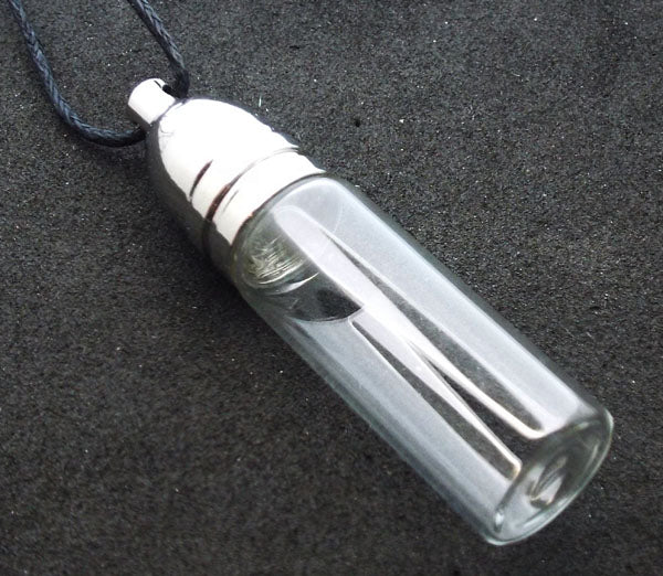 Small Empty Glass Vial Conjure Bottle Pendant with Silver Screw Cap