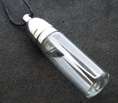 Small Empty Glass Vial Conjure Bottle Pendant with Silver Screw Cap