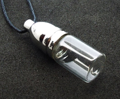Small Empty Glass Vial Mojo Bottle Pendant with Silver Screw Cap