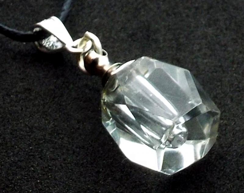 Tiny Crystal Glass Perfume Bottle Style Pendant
