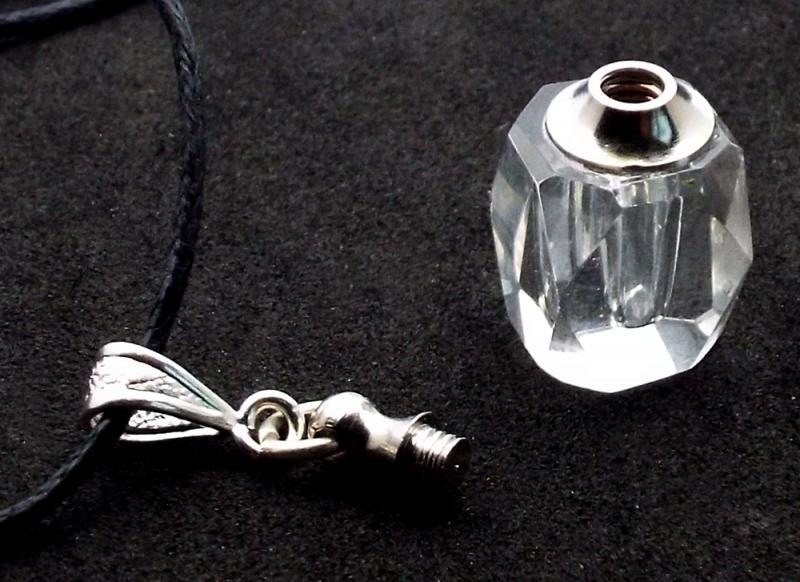 Tiny Crystal Glass Perfume Bottle Style Pendant