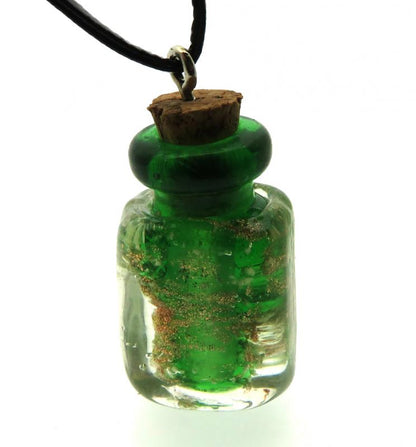 Lachrymatory Style Green Glass Bottle Pendant