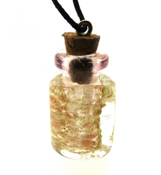 Lachrymatory Style Gold Glass Bottle Pendant