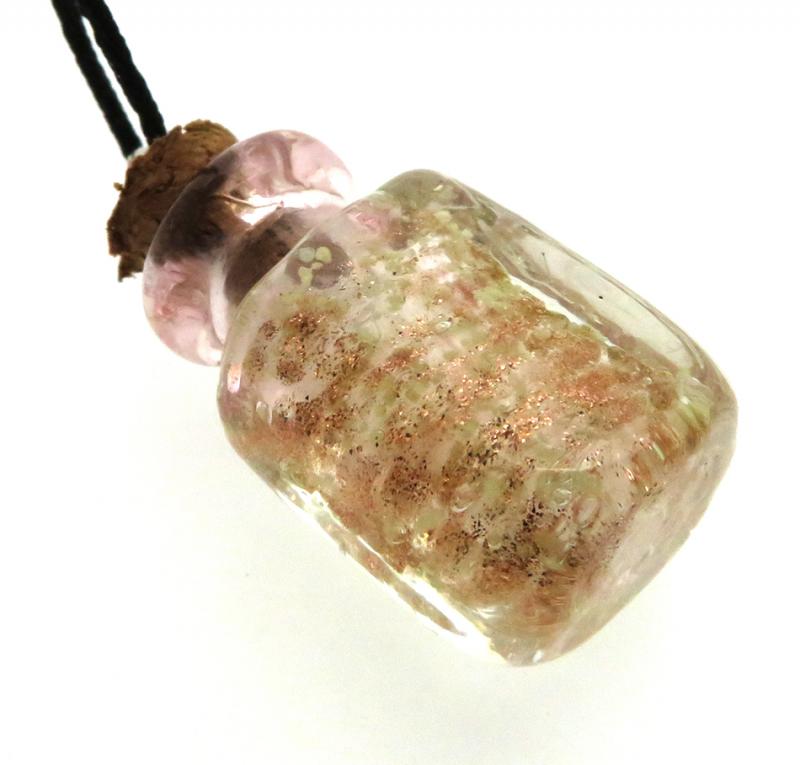 Lachrymatory Style Gold Glass Bottle Pendant