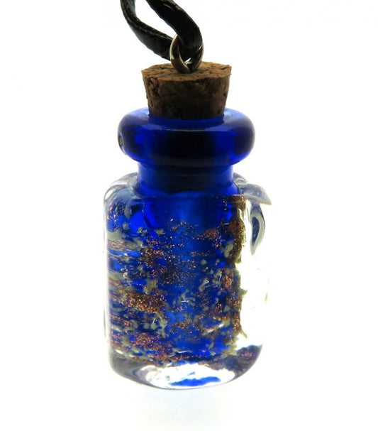 Lachrymatory Style Navy Glass Bottle Pendant
