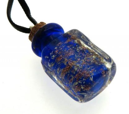 Lachrymatory Style Navy Glass Bottle Pendant