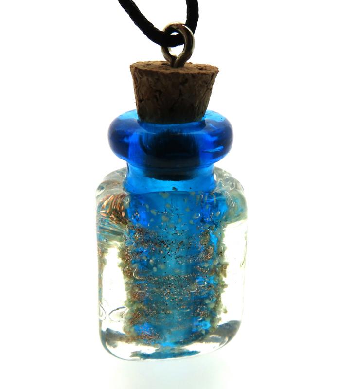 Lachrymatory Style Blue Glass Bottle Pendant