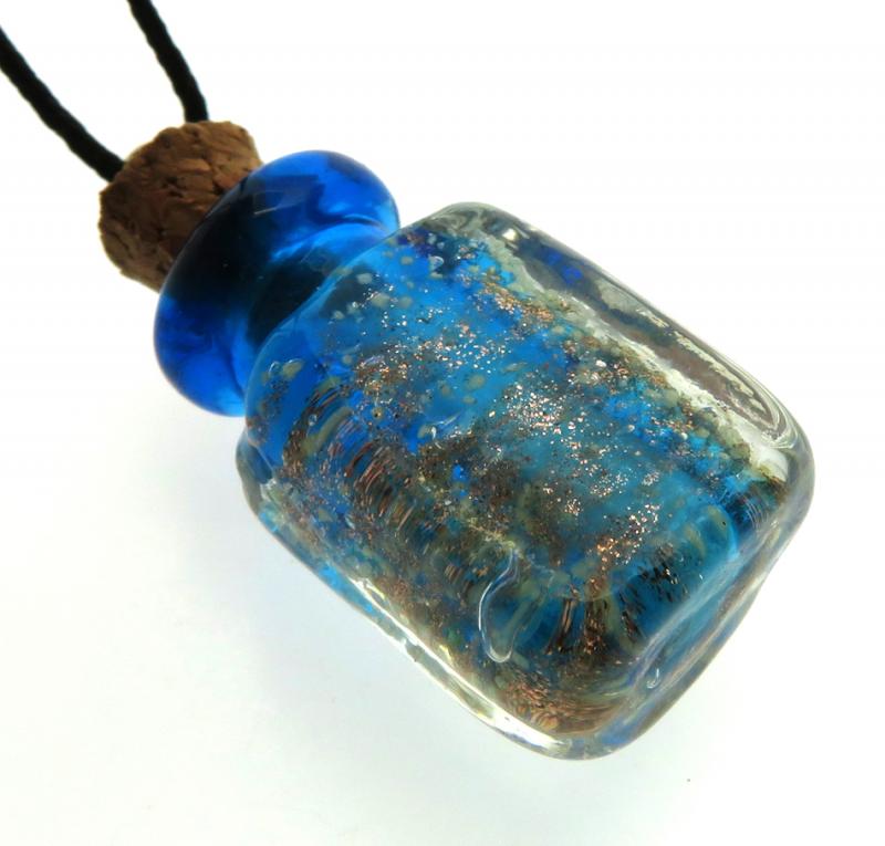 Lachrymatory Style Blue Glass Bottle Pendant