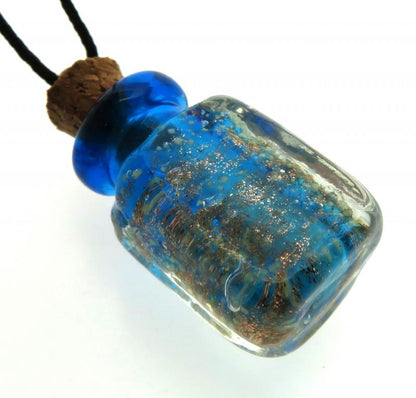 Lachrymatory Style Blue Glass Bottle Pendant