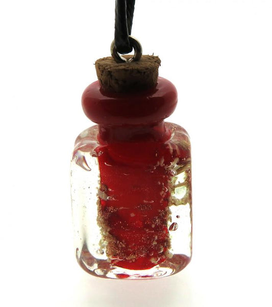 Lachrymatory Style Red Glass Bottle Pendant