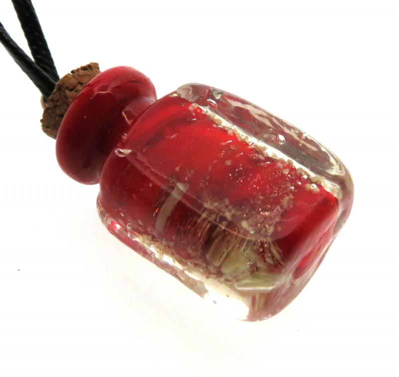 Lachrymatory Style Red Glass Bottle Pendant