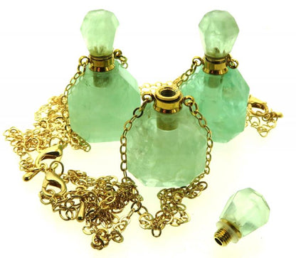 Green Fluorite Genuine Gemstone Cut Scent Bottle Pendant