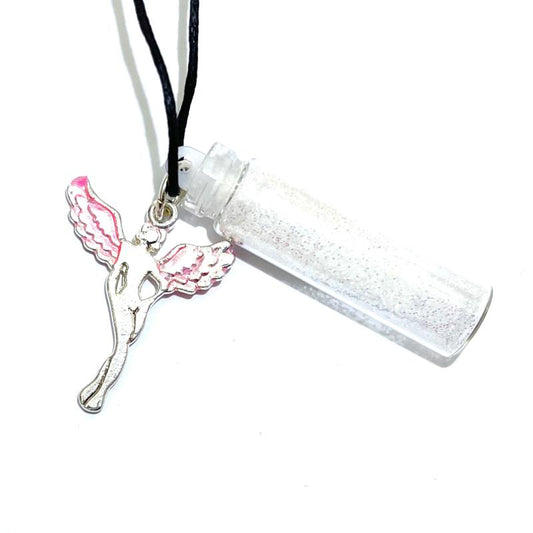 Fairy White Glitter Glass Bottle Pendant