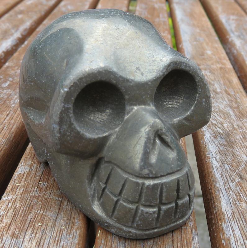 Pyrite Carved Skull Short Design 01