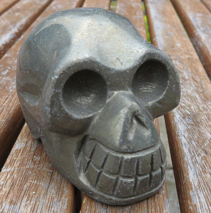 Pyrite Carved Skull Short Design 01
