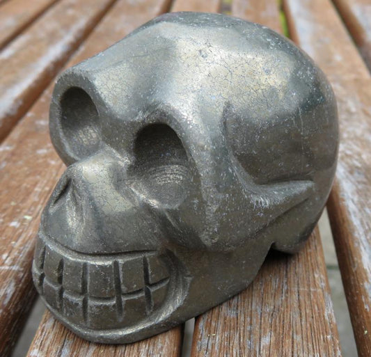 Pyrite Carved Skull Short Design 01