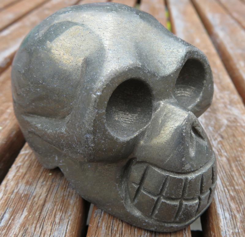 Pyrite Carved Skull Short Design 01