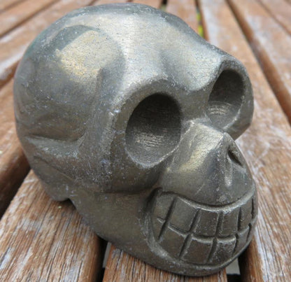 Pyrite Carved Skull Short Design 01