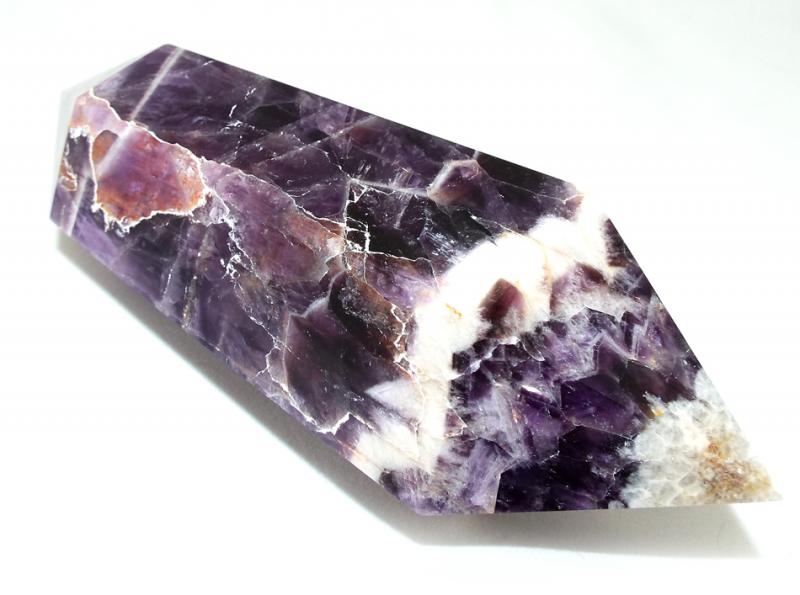 Chevron Amethyst Gemstone Double Terminated Wand 01