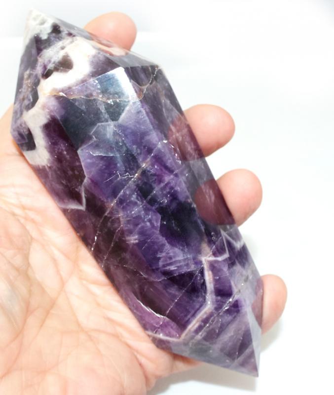 Chevron Amethyst Gemstone Double Terminated Wand 01