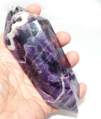 Chevron Amethyst Gemstone Double Terminated Wand 01