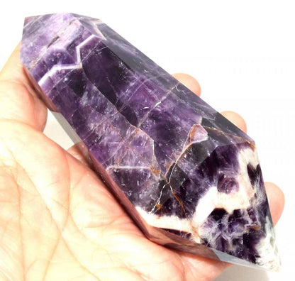Chevron Amethyst Gemstone Double Terminated Wand 01