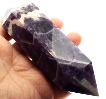 Chevron Amethyst Gemstone Double Terminated Wand 02