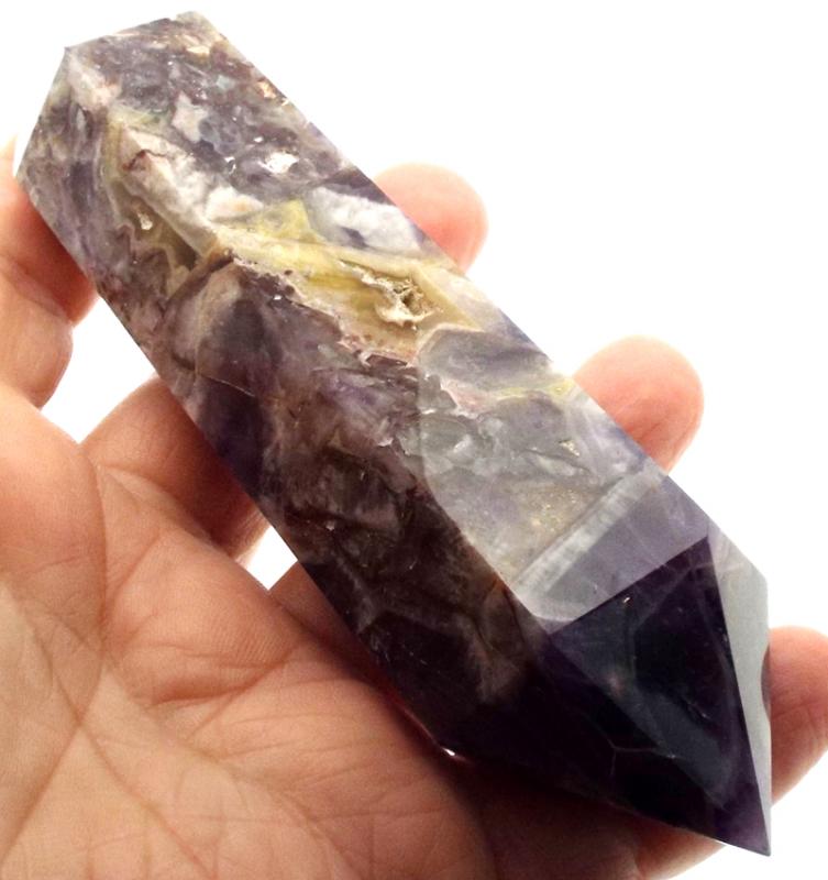 Chevron Amethyst Gemstone Double Terminated Wand 03