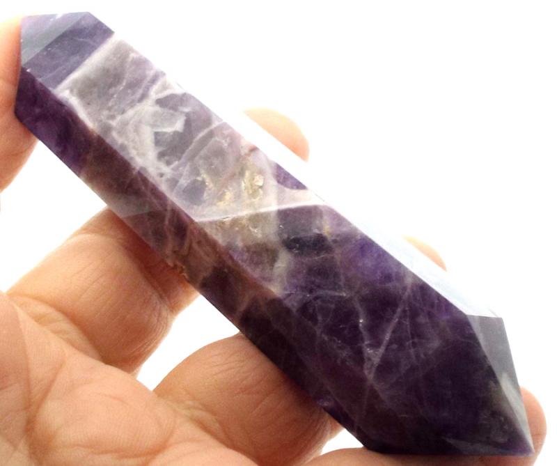 Chevron Amethyst Gemstone Double Terminated Wand 04