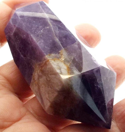 Chevron Amethyst Gemstone Double Terminated Wand 05