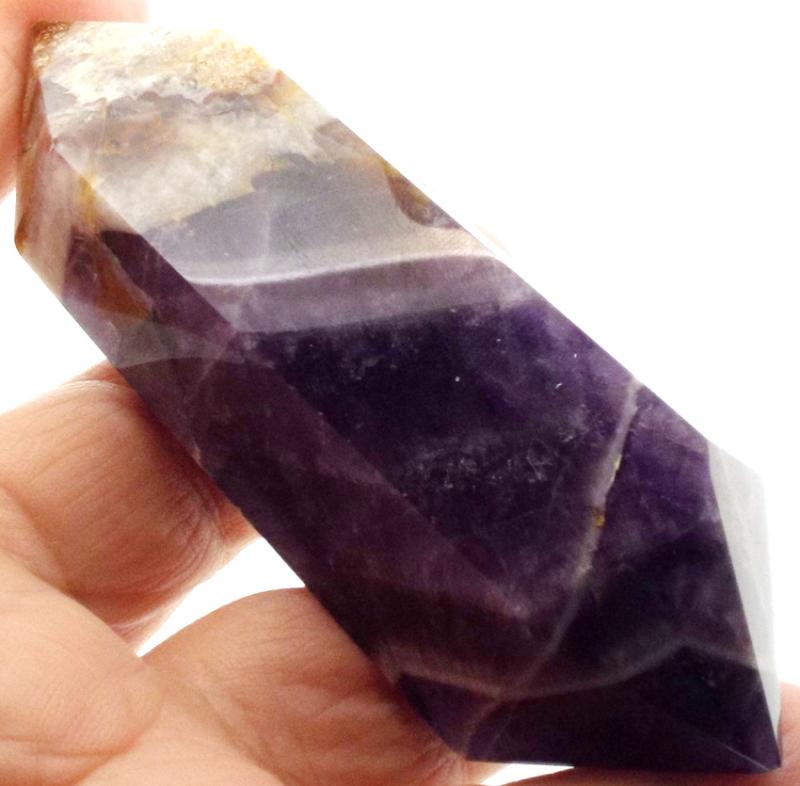 Chevron Amethyst Gemstone Double Terminated Wand 06