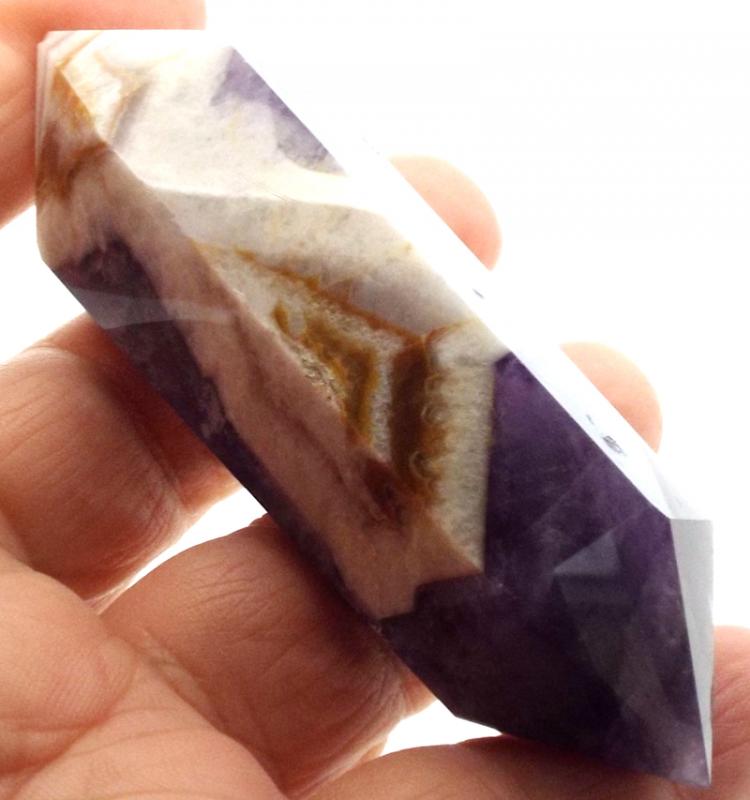 Chevron Amethyst Gemstone Double Terminated Wand 07