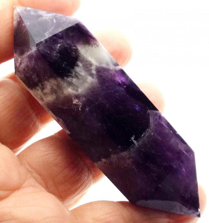 Chevron Amethyst Gemstone Double Terminated Wand 09