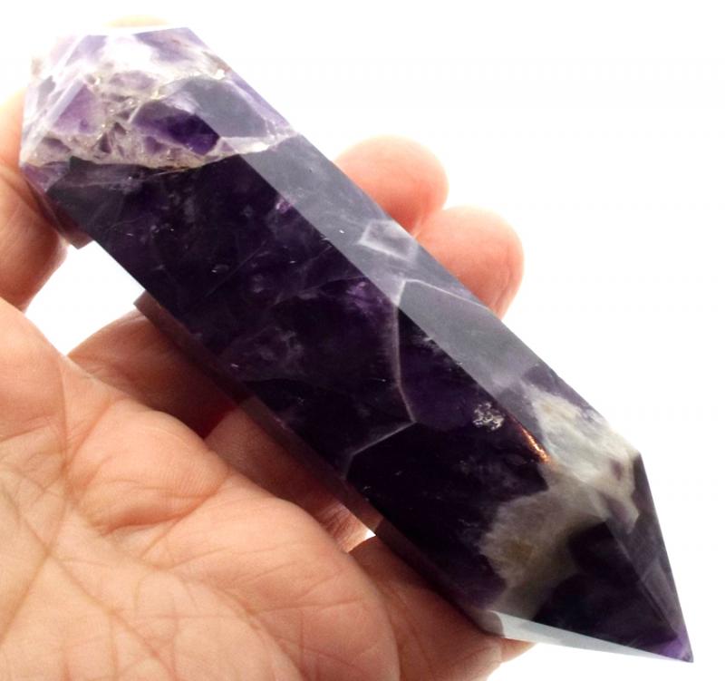 Chevron Amethyst Gemstone Double Terminated Wand 10